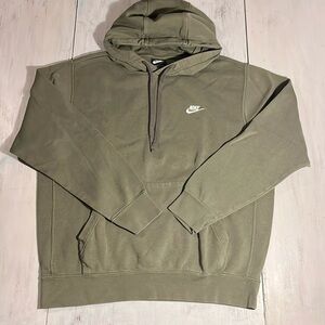 Nike Club Fleece Hoodie, Sz L, Olive Green